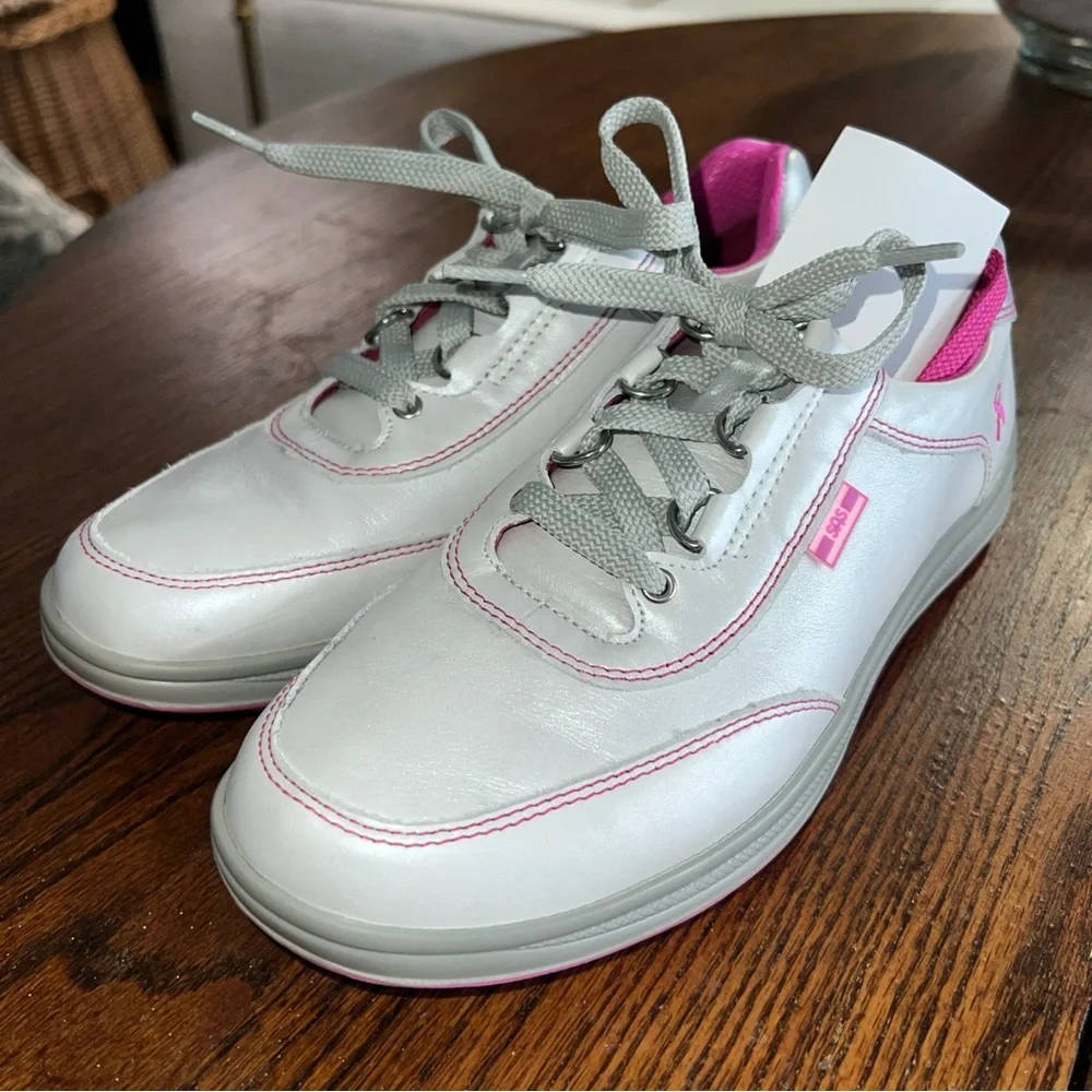 SAS Womens Sporty Bianco Pink Pearl Leather Shoes Sz 7.5M